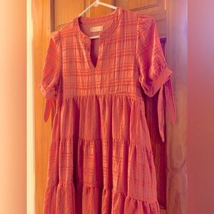 ALTAR’D STATE BABY DOLL CRINKLED TIERED DRESS XS CORAL